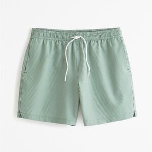 NWT Abercrombie Men's Pull-On Seersucker Swim Trunk Medium